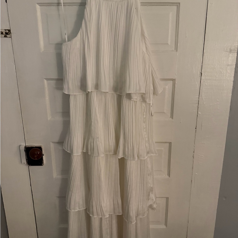 Lulu's White Tiered Pleated Maxi Dress